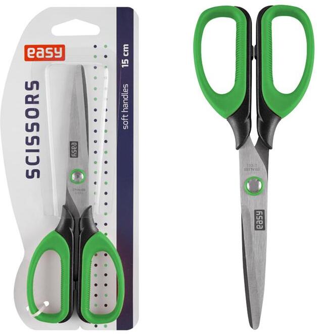 Nůžky EASY s měkkým úchytem 15 cm, zelené