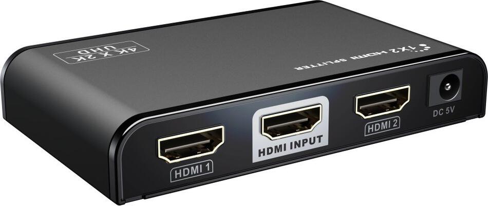 PremiumCord HDMI 2.0 splitter 1-2 porty, 4K x 2K/60Hz, FULL HD, 3D, černý (khsplit2f)