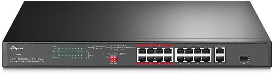 TP-Link CCTV switch TL-SL1218P (16x100Mb/s, 1xGbE uplink, 1xGbE/1xSFP combo uplink, 16xPoE+, 150W)