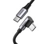 Angle cable USB-C to USB-C UGREEN US334 5A, PD 100W, 1,5m (black)