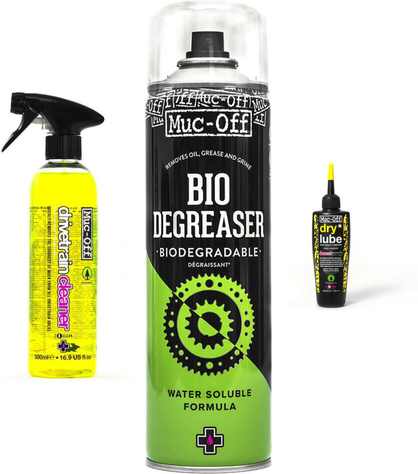 SET MucOff Bio Drivetrain Cleaner 500ml + Bio Degreaser 500ml + Dry