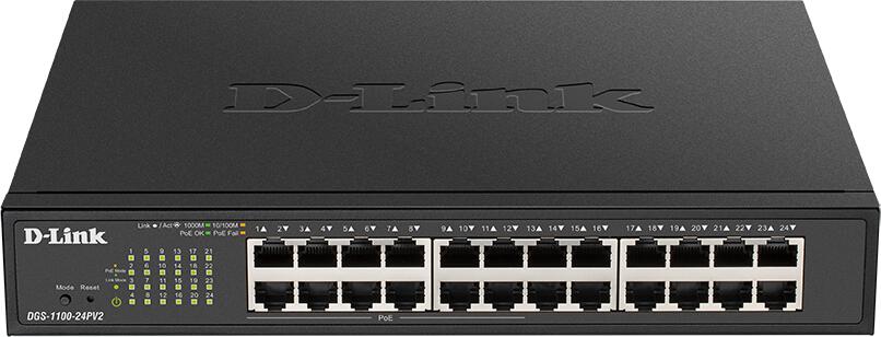 D-Link DGS-1100-24PV2 24-port Gigabit Smart switch, 12x GbE PoE+, PoE 100W