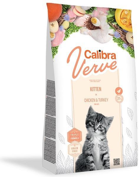Granule pro kočky Calibra Verve Grain Free Kitten Chicken&Turkey, 0,75 kg
