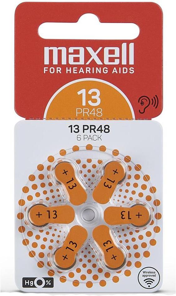 Baterie MAXELL AZ13/PR48 ZINK AIR 6PK