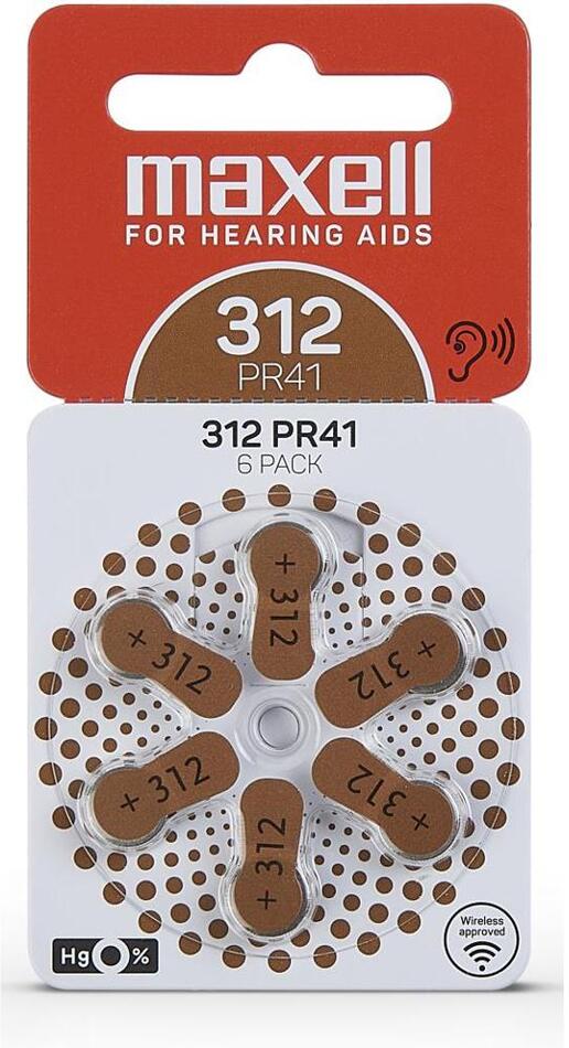 Baterie MAXELL AZ312/PR41 ZINK AIR 6PK