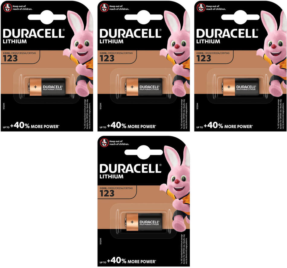 SET baterií DURACELL FOTO 4xCR123 Lithium