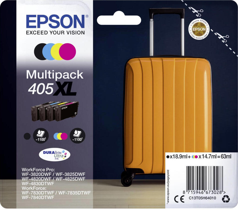 Epson Multipack 4 Colours 405XL DURABrite Ultra Ink (C13T05H64010)