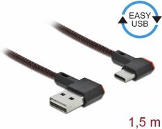 Delock Kabel EASY-USB 2.0 Typ-A samec na USB Type-C™ samec pravoúhlý levý / pravý 1,5 m černý (85282)