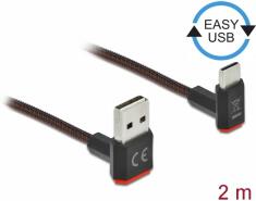 Delock Kabel EASY-USB 2.0 Typ-A samec na USB Type-C™ samec pravoúhlý nahoru / dolů 2 m černý (85278)
