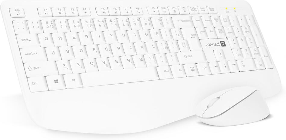 CONNECT IT Combo bezdrátová bílá klávesnice + myš, (+1x AAA +1x AA baterie zdarma), CZ + SK layout (CKM-7804-CS)