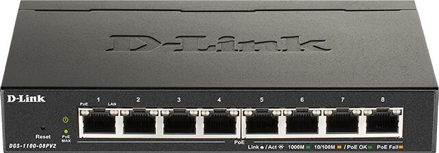 D-Link DGS-1100-08PV2 Smart Switch 8xGb PoE+fanles