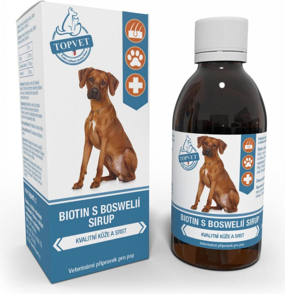 Biotin s boswelií sirup pro psy TOPVET 200ml