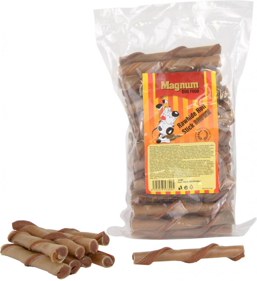 Magnum Rawhide roll stick 5" 12,5cm/40ks BROWN/WHITE