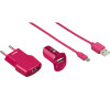 Hama micro USB nabíjecí set Picco 3v1, růžová