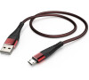 Hama micro USB kabel, 1 m, odolný, černá/červená