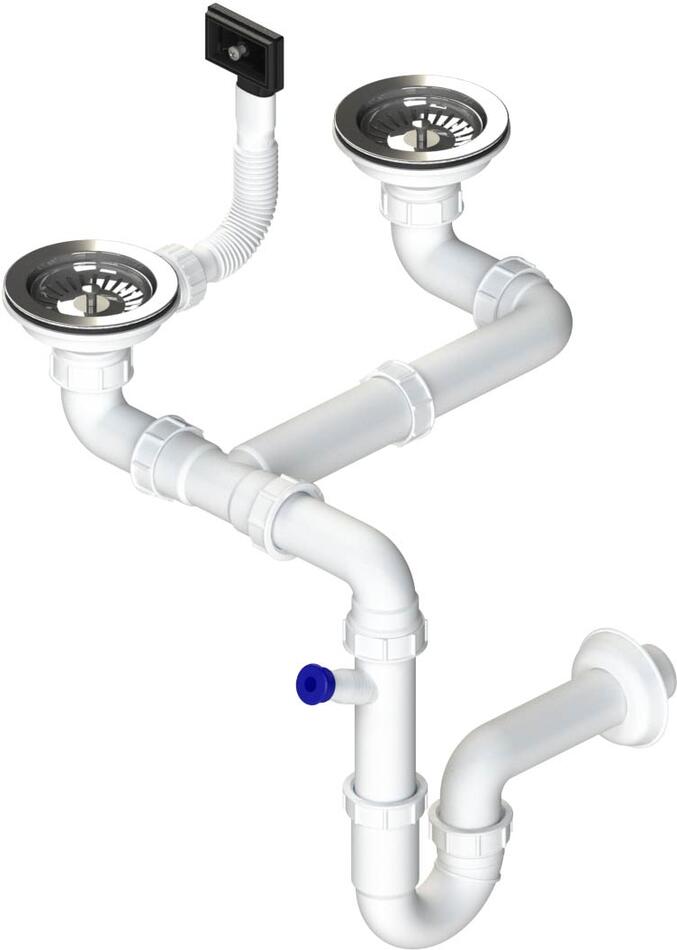 Sinks dvousifon 3 ?" pro nerez. dřezy s úsporou místa