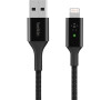 Belkin Lightning Smart LED kabel, 1,2m, černý - odolný (CAA007bt04BK)