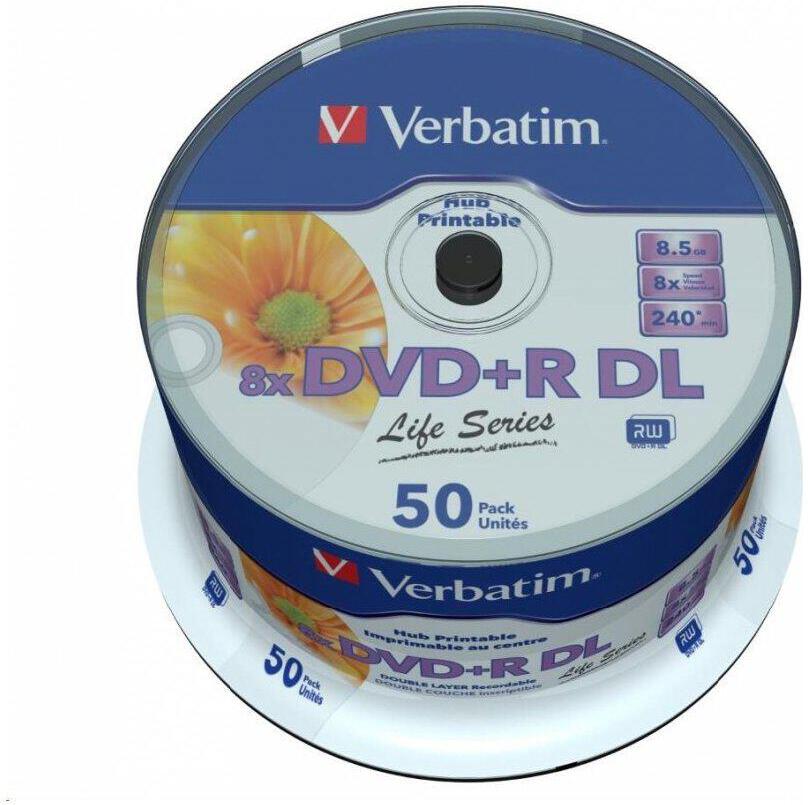VERBATIM DVD+R Double Layer 8.5GB 8X 50 Pack Spindle (97693)