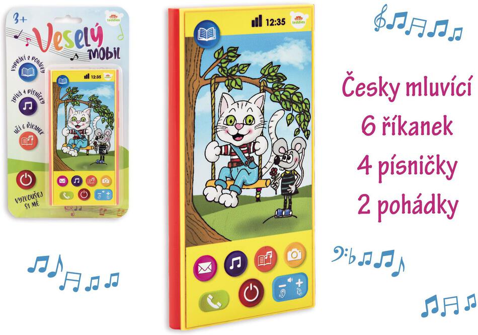Veselý Mobil Teddies česky mluvící 7,5x15cm