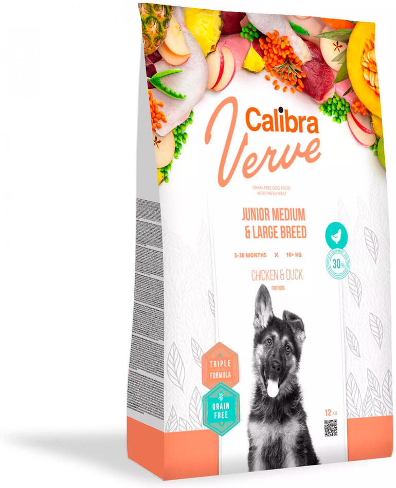 Granule pro psy Calibra Dog Verve Grain Free Junior M&L Chicken&Duck, 2kg