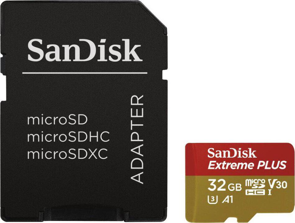 Paměťová karta SanDisk Extreme Plus micro SDHC 32GB Class 10 UHS-I V30 + adaptér
