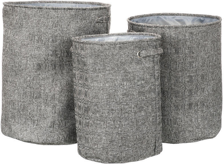Koš na prádlo - polyester, šedý, sada 3 ks Autronic (LK9581-GREY), Šedá, Polyester 100%