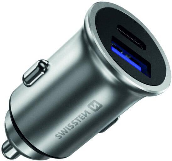 SWISSTEN CL ADAPTÉR POWER DELIVERY USB-C + QUICK CHARGE 3.0 36W METAL STŘÍBRNÝ