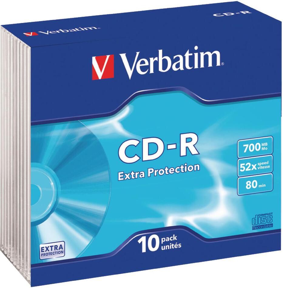 VERBATIM CD-R(10-Pack)Slim / ExtraProtection / DL / 52x / 700MB (43415)