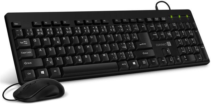 CONNECT IT Combo drátová černá klávesnice + myš, CZ + SK layout (CKM-4000-CS)