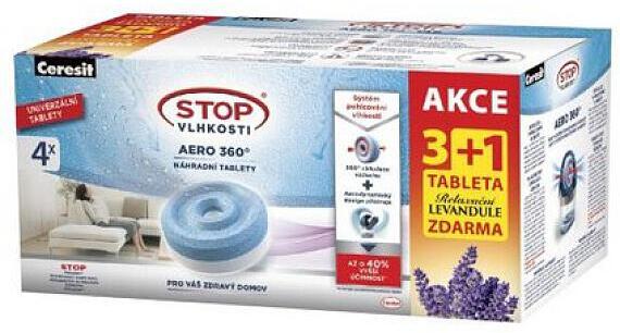Náplň do pohlcovače vlhkosti Ceresit CSV-AERO 360, 4x450g tableta, levandule