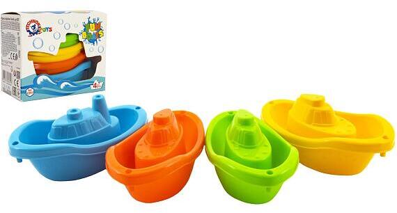 Teddies Lodě/lodičky do vody 4ks plast 11cm v krabičce 12x9,5x6cm 12m+