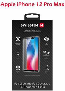 SKLO SWISSTEN ULTRA DURABLE 3D FULL GLUE GLASS PRO APPLE IPHONE 12 PRO MAX ČERNÉ