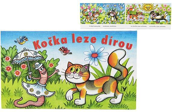 Albatros Knížka Leporelo Kočka leze dírou 16x9cm CZ text