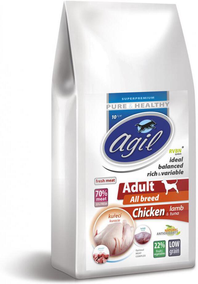 Granule pro psy Agil Adult All Breed Low Grain Chicken,Lamb,Tuna, 10kg