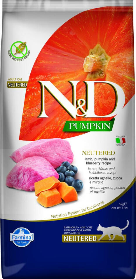 N&D Pumpkin CAT Neutered Lamb & Blueberry 5kg