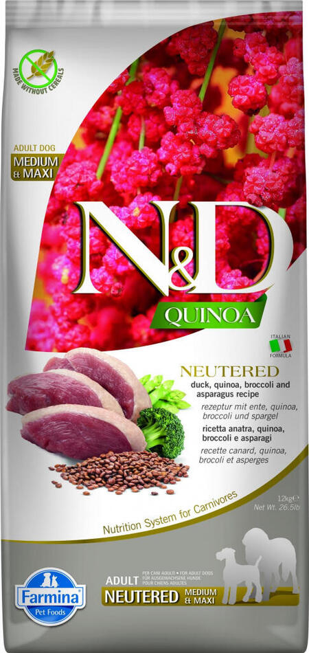 N&D Quinoa DOG Neutered Duck&Broccoli&Asp. 12kg