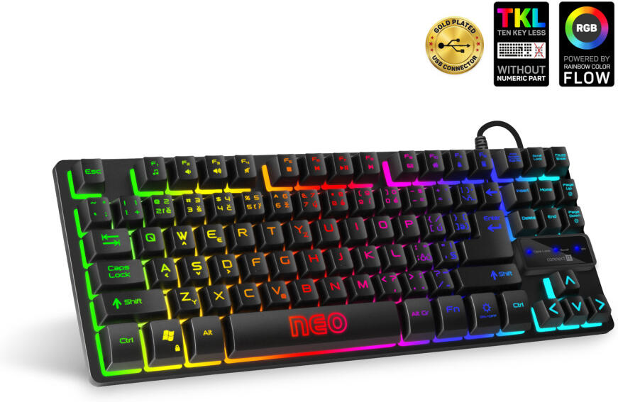 CONNECT IT NEO Compact klávesnice pro hráče , podsvícená, USB, (CZ+SK verze) (CKB-3589-CS)