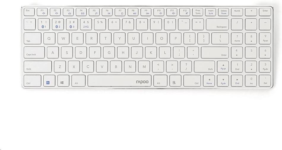 RAPOO klávesnice E9100M, bezdrátová, Ultra-slim, CZ/SK, bílá