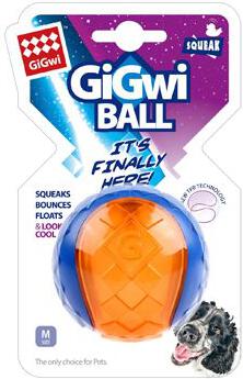 Hračka pes GiGwi Ball míček M transparentní modro/oran