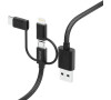 Hama USB kabel 3v1, micro USB / USB-C / Lightning, 1,5 m