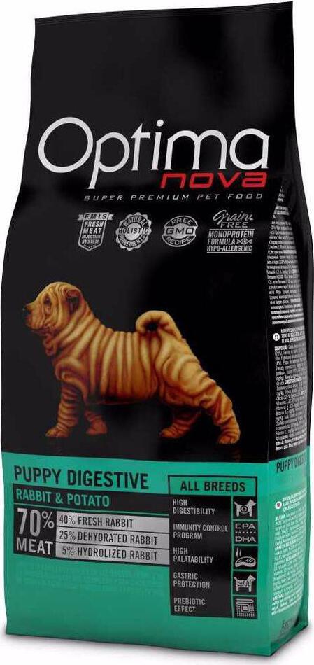 Optima Nova Dog GF Puppy Digestive Rabbit&Potato 12kg