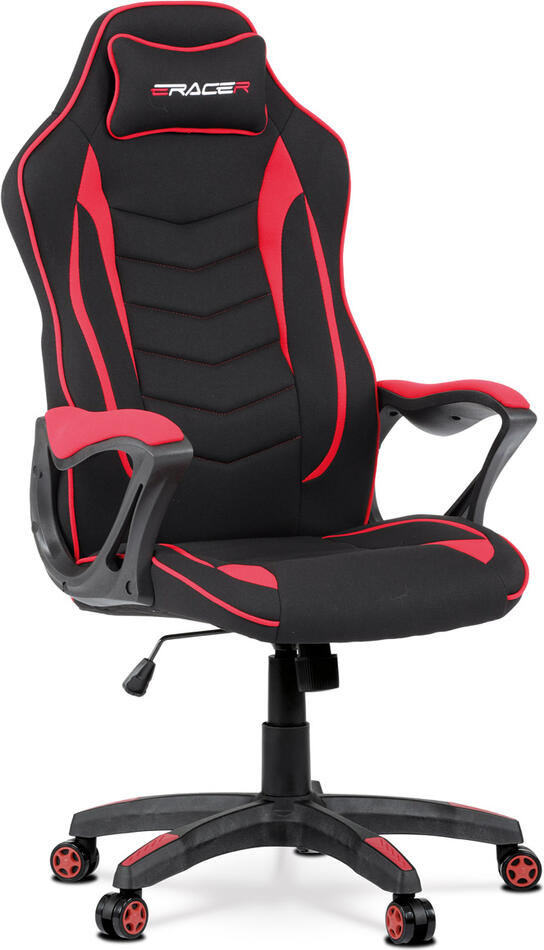 Herní křeslo, houpací mechanismus, černá látka, KA-G408 RED Autronic