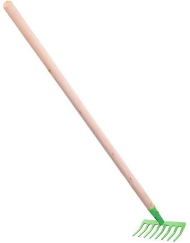 Dětské hrábě Teddies s násadou, kov/dřevo, 80 cm, zelené