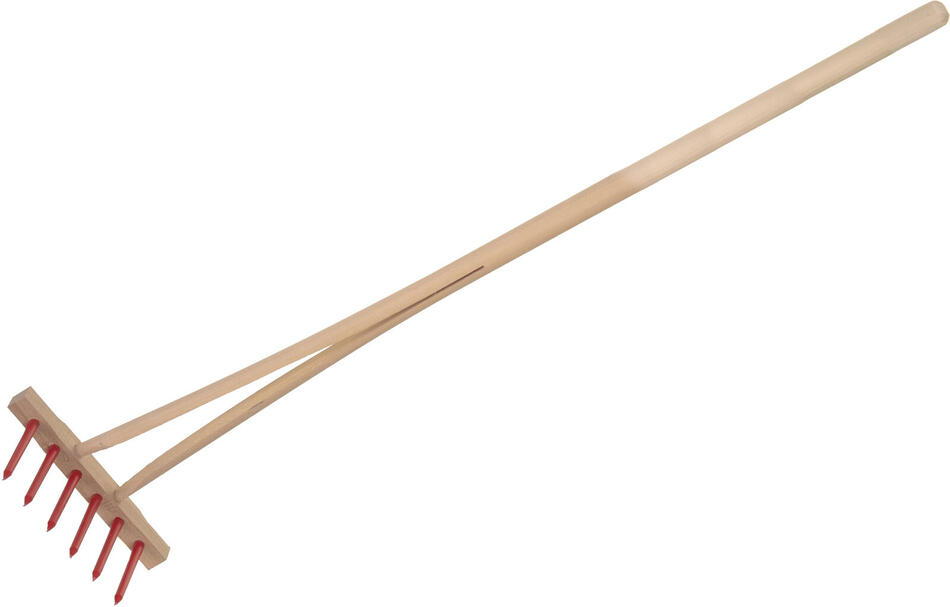 Teddies Hrábě červené s násadou s 6 kolíky dřevo/plast 90cm nářadí