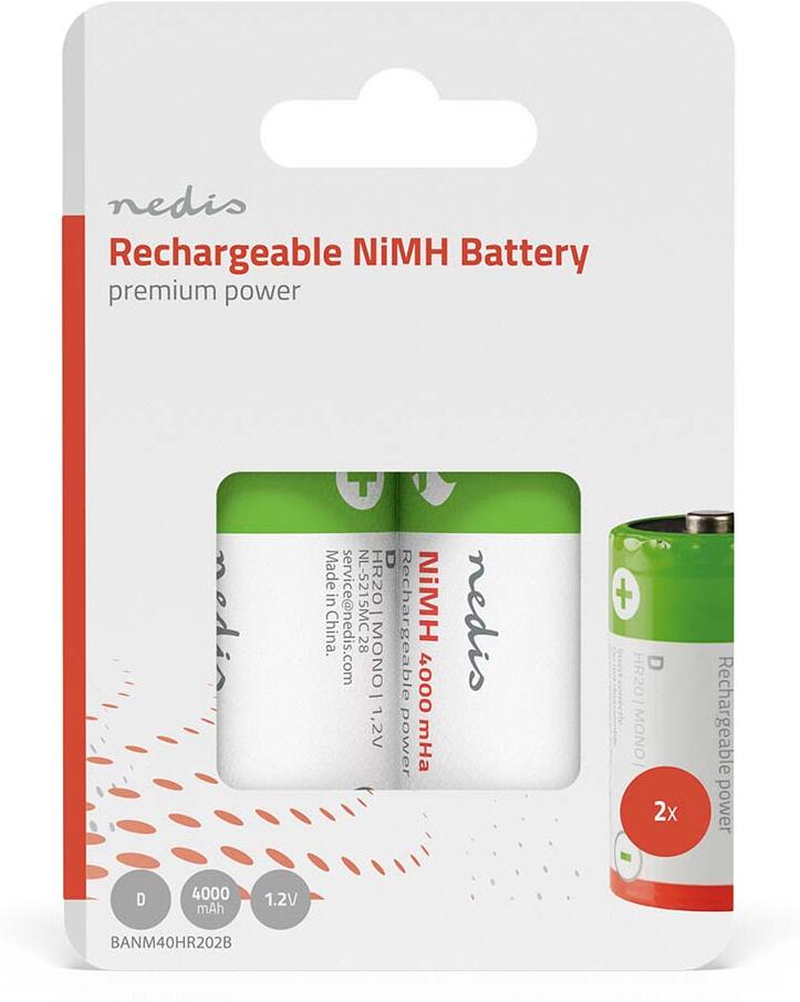 Dobíjecí Ni-MH baterie D NEDIS BANM40HR202B