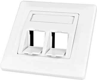 SCHRACK datová zásuvka pod omítku pro 2 moduly (45°),prázdná,RAL9010 (HSED02UW2S)