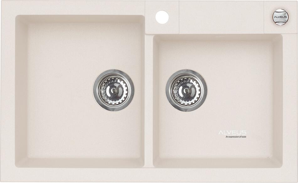 Granitový dřez Alveus ROCK 90 G - 11 (780x480 mm) + pop up sifon, bílý