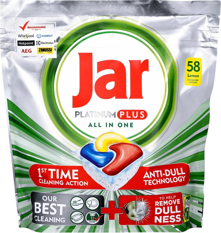 Jar Platinum Plus All in One Lemon kapsle do myčky nádobí 58 ks