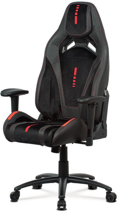 Herní křeslo, houpací mechanismus, černá látka, KA-F07 RED Autronic