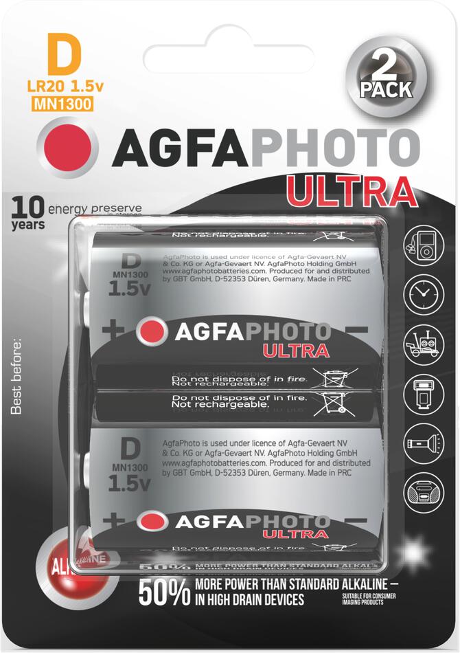 AgfaPhoto Power Ultra baterie LR20/D, blistr 2ks